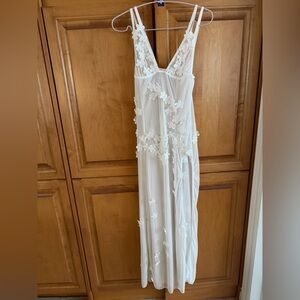 White Floral Sheer Maxi Dress